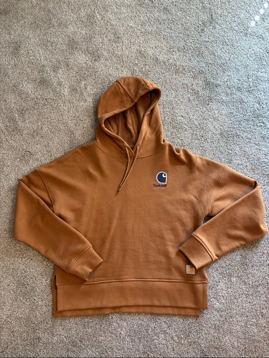 Carhartt Tops - Carhartt Loose fit Caramel Brown Pullover Hoodie with Chest Logo